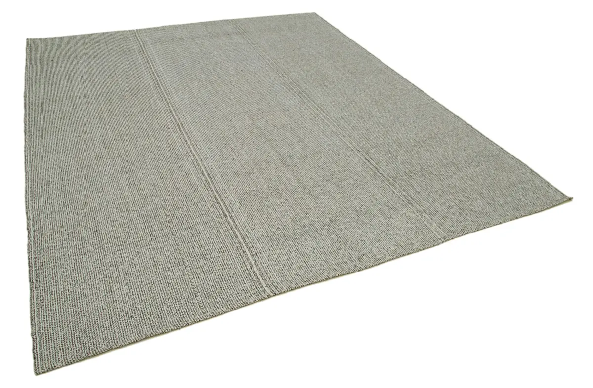 Flatweave Modern Gri Pamuk Üstü Yün El Dokuma Kilim-236x286 - Görsel 2