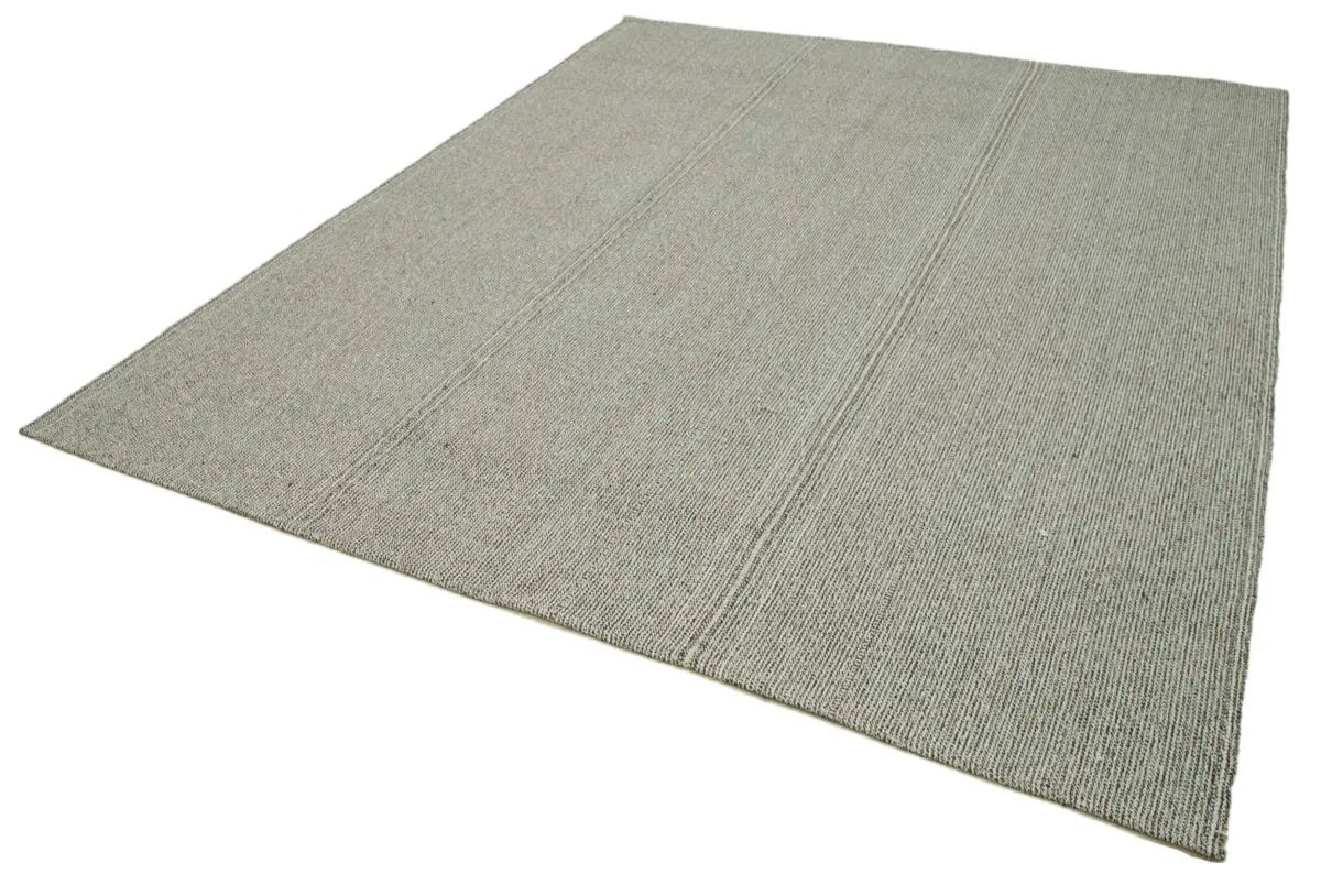 Flatweave Modern Gri Pamuk Üstü Yün El Dokuma Kilim-236x286 - Görsel 3