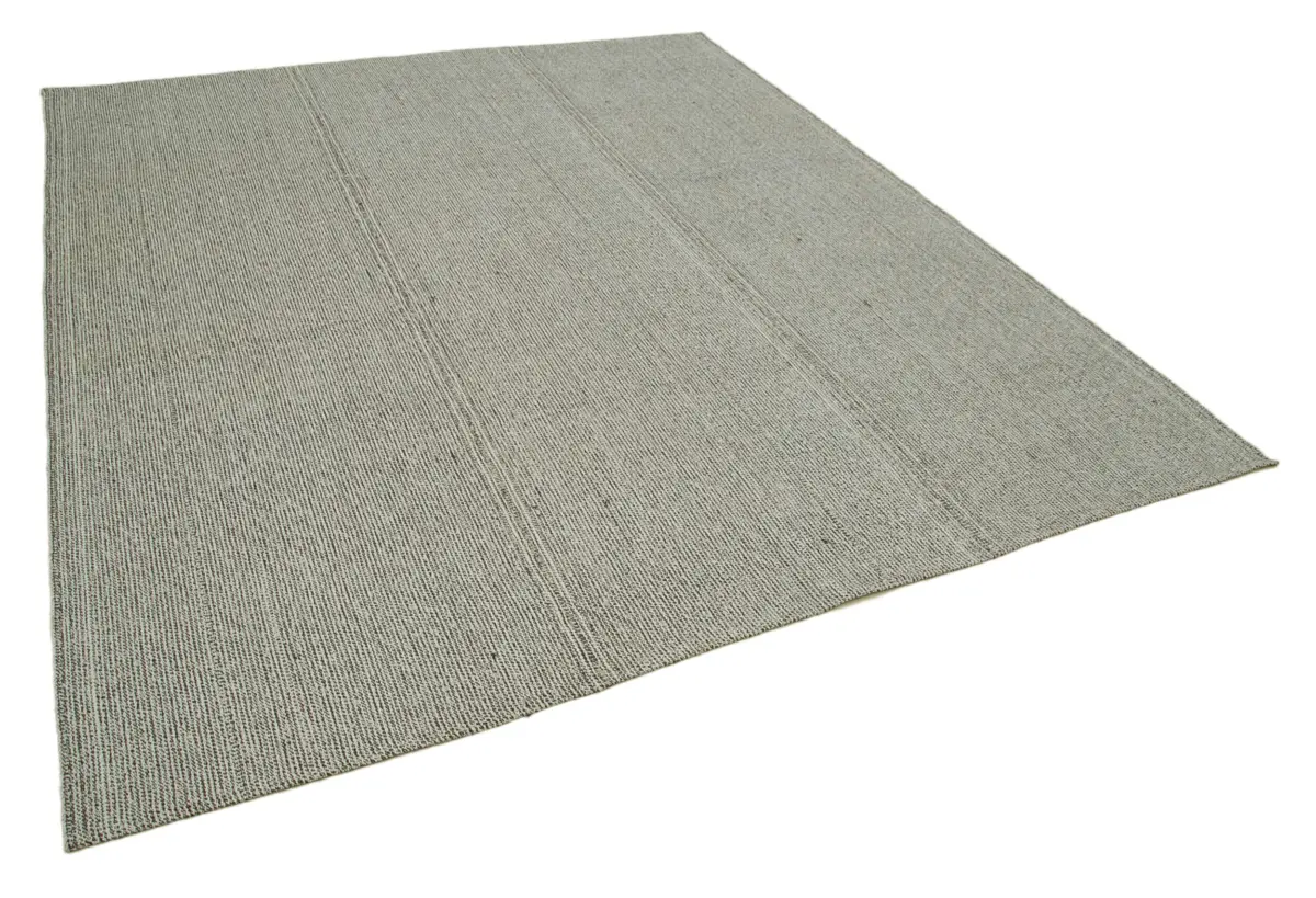 Flatweave Modern Gri Pamuk Üstü Yün El Dokuma Kilim-236x282 - Görsel 2