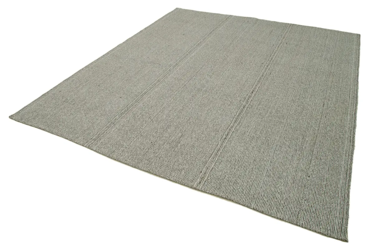 Flatweave Modern Gri Pamuk Üstü Yün El Dokuma Kilim-236x282 - Görsel 3