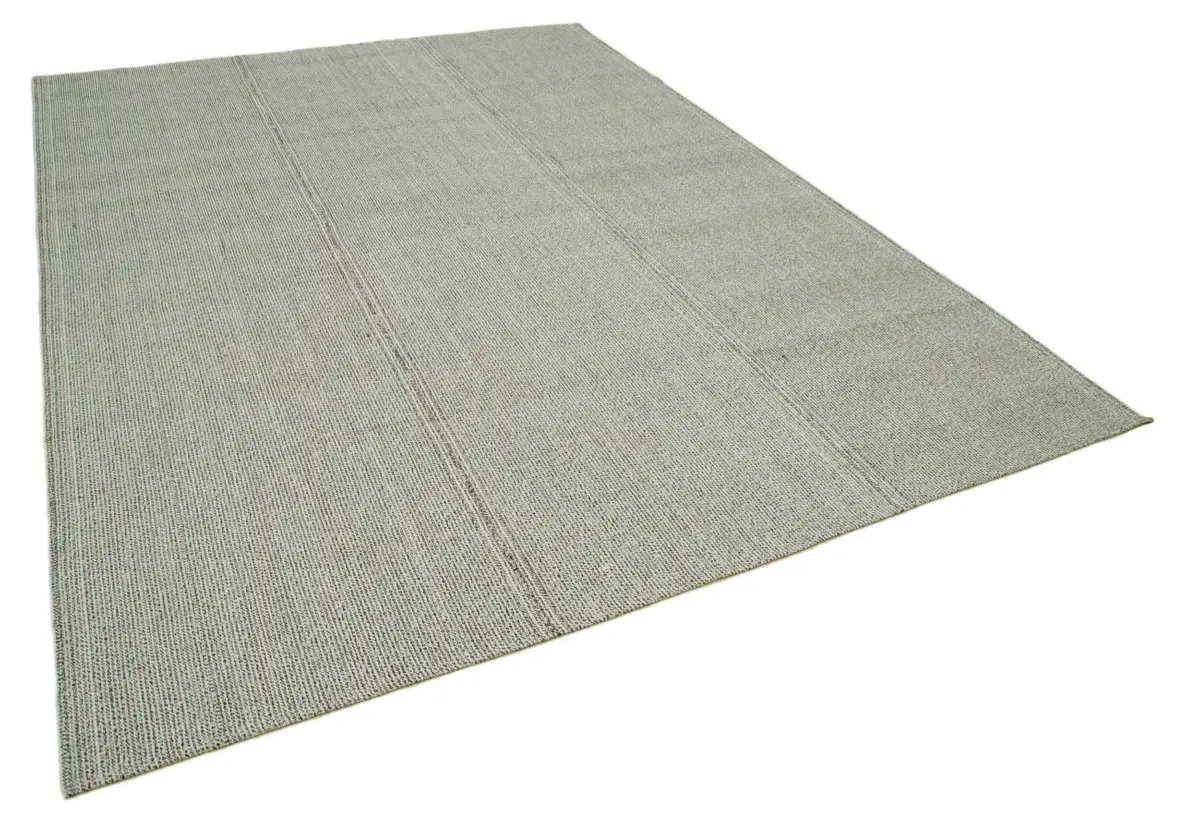Flatweave Modern Gri Pamuk Üstü Yün El Dokuma Kilim-239x327 - Görsel 2