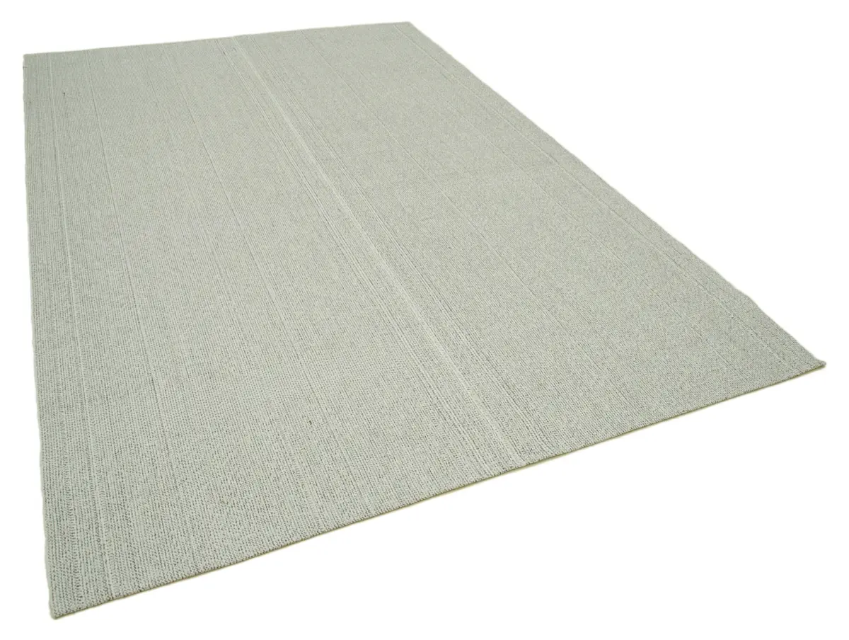 Flatweave Modern Bej Pamuk Üstü Yün El Dokuma Kilim-205x306 - Görsel 2