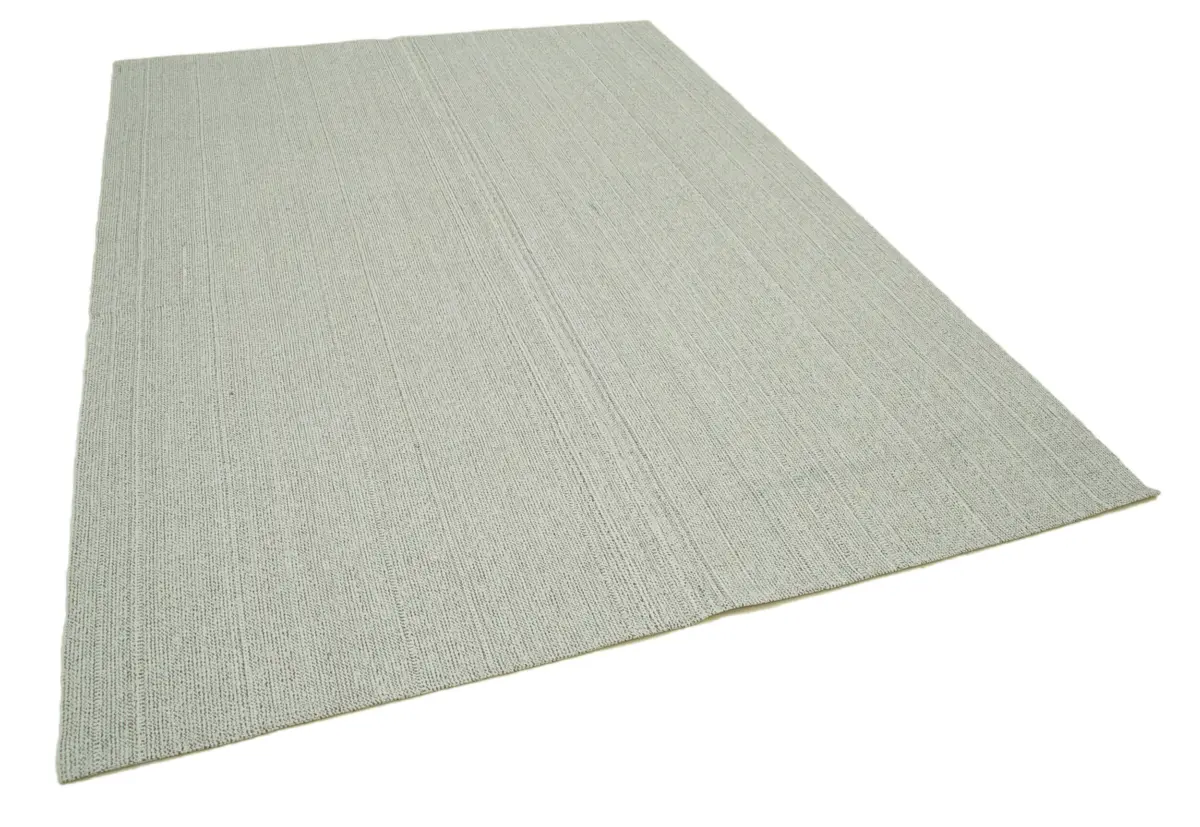 Flatweave Modern Bej Pamuk Üstü Yün El Dokuma Kilim-204x285 - Görsel 2