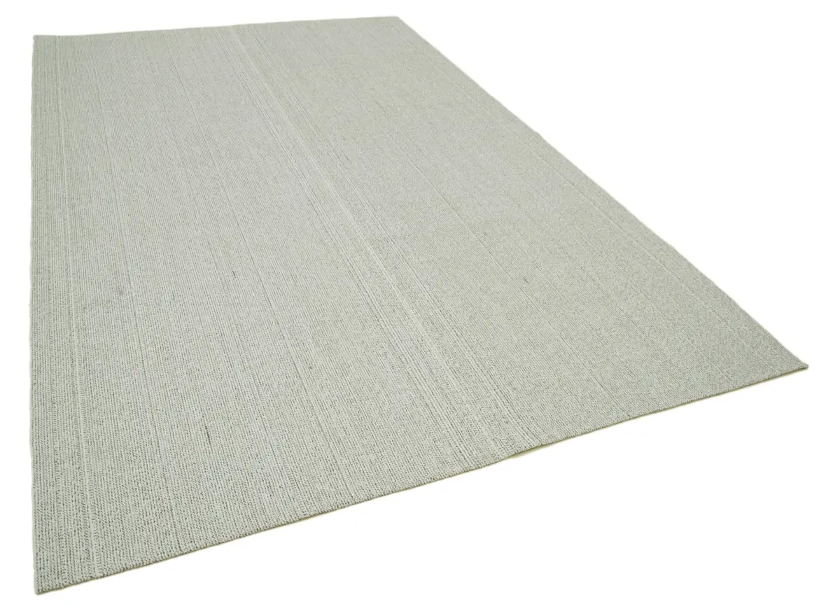 Flatweave Modern Bej Pamuk Üstü Yün El Dokuma Kilim-205x325 - Görsel 2