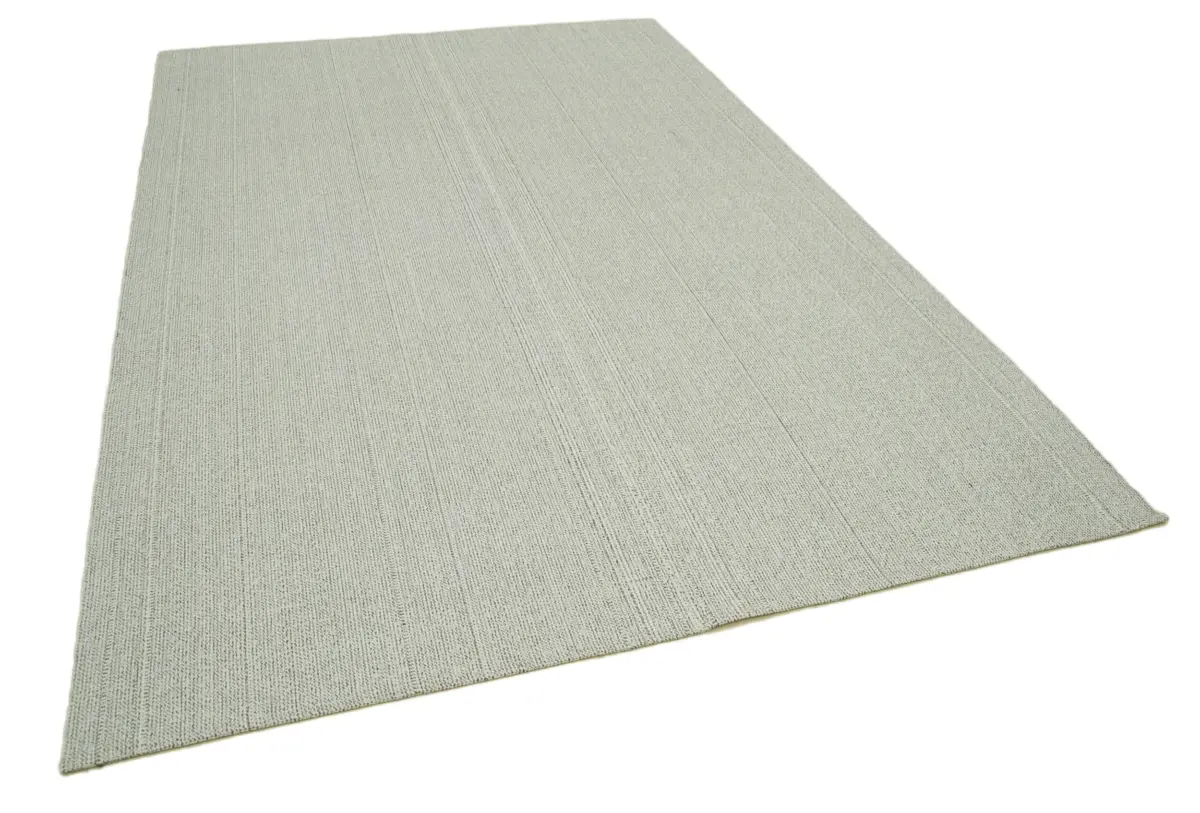 Flatweave Modern Bej Pamuk Üstü Yün El Dokuma Kilim-205x315 - Görsel 2