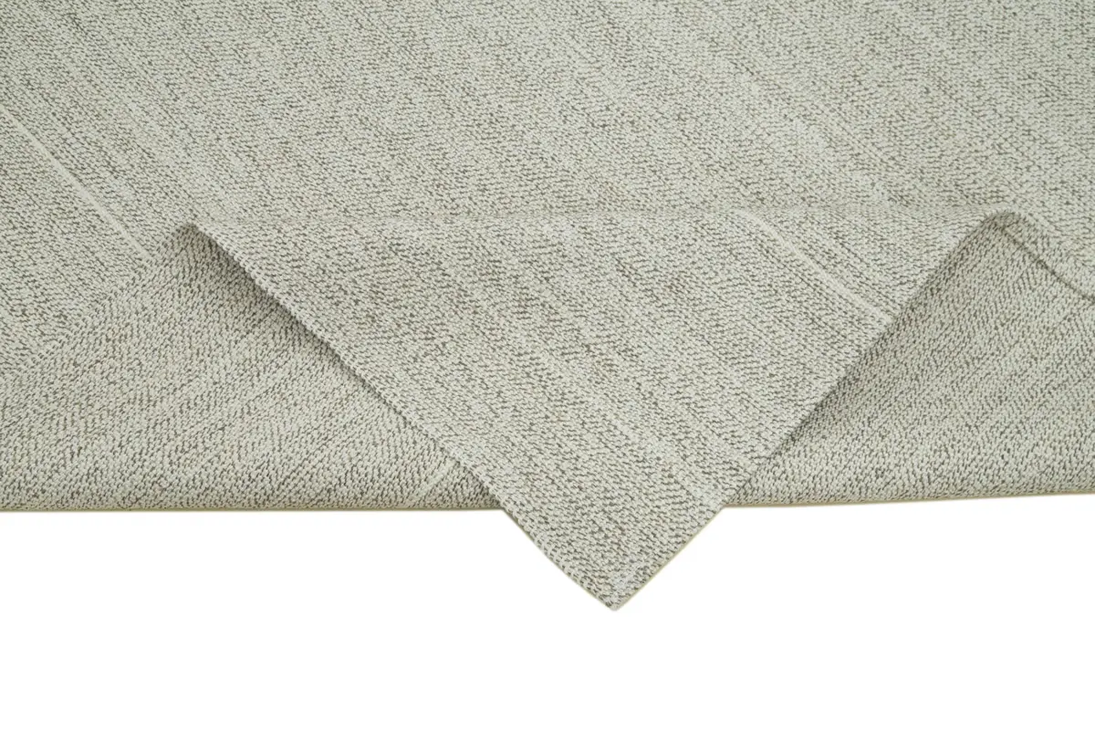 Flatweave Modern Bej Pamuk Üstü Yün El Dokuma Kilim-188x274 - Görsel 6