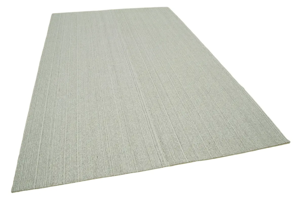 Flatweave Modern Bej Pamuk Üstü Yün El Dokuma Kilim-205x320 - Görsel 2