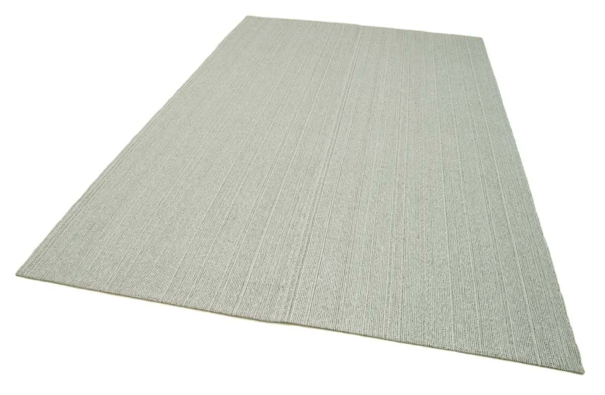 Flatweave Modern Bej Pamuk Üstü Yün El Dokuma Kilim-205x320 - Görsel 3