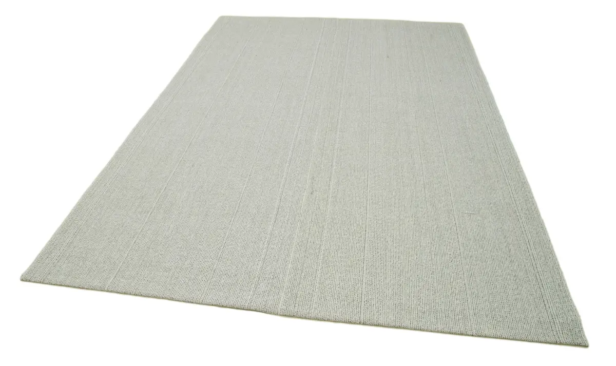 Flatweave Modern Bej Pamuk Üstü Yün El Dokuma Kilim-204x304 - Görsel 3