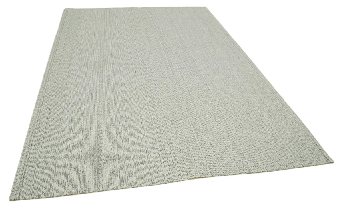 Flatweave Modern Bej Pamuk Üstü Yün El Dokuma Kilim-205x300 - Görsel 2