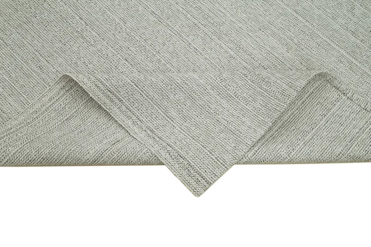 Flatweave Modern Bej Pamuk Üstü Yün El Dokuma Kilim-205x300 - Görsel 6