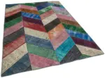 Patchwork Multi Pamuk Üzerine Yün El Dokuma Kilim-170x246 - Görsel 2
