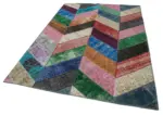 Patchwork Multi Pamuk Üzerine Yün El Dokuma Kilim-170x246 - Görsel 3