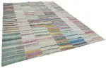 Chaput Patchwork Bej Renk Pamuk Üzerine Yün El Dokuma Kilim-307x410 - Görsel 2