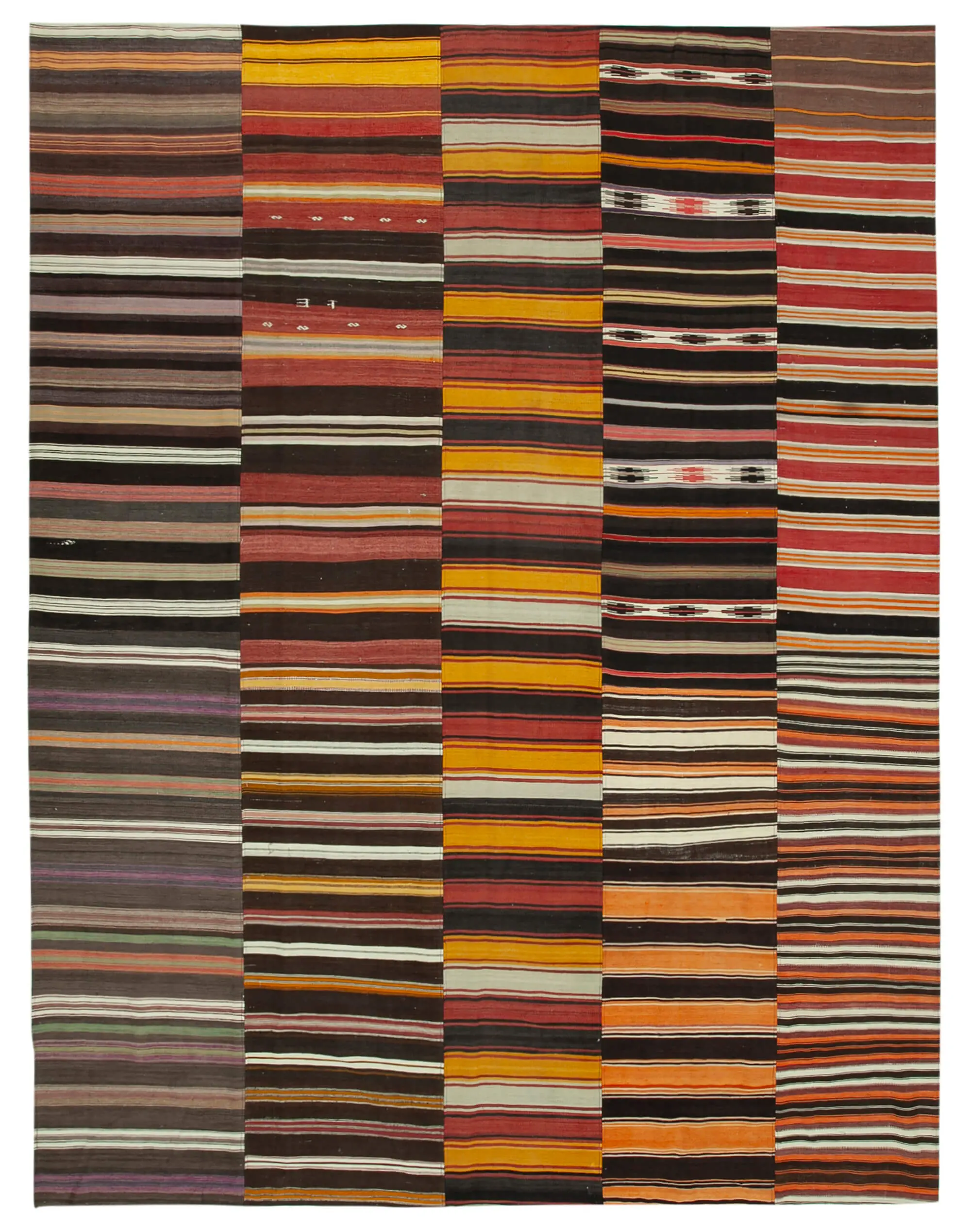 Anadolu Patchwork Multi Renk Pamuk Üzerine Yün El Dokuma Kilim-313x410 - Görsel 1