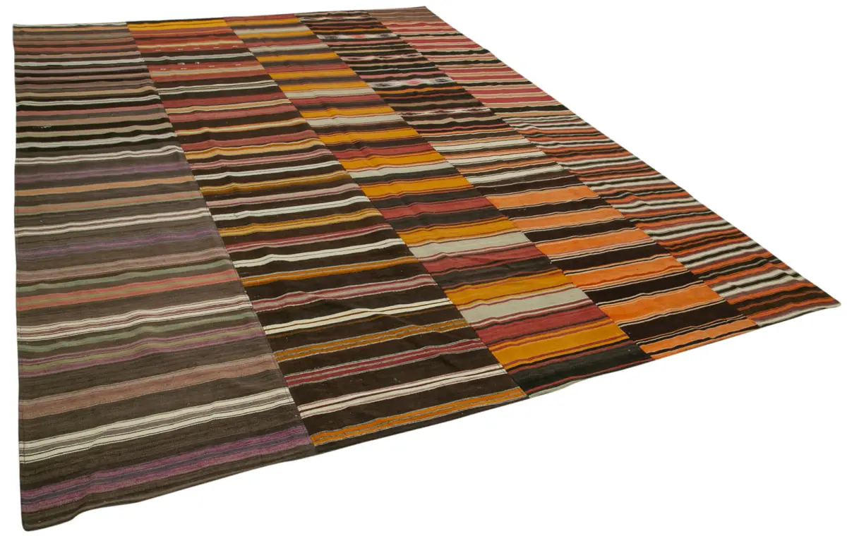 Anadolu Patchwork Multi Renk Pamuk Üzerine Yün El Dokuma Kilim-313x410 - Görsel 2