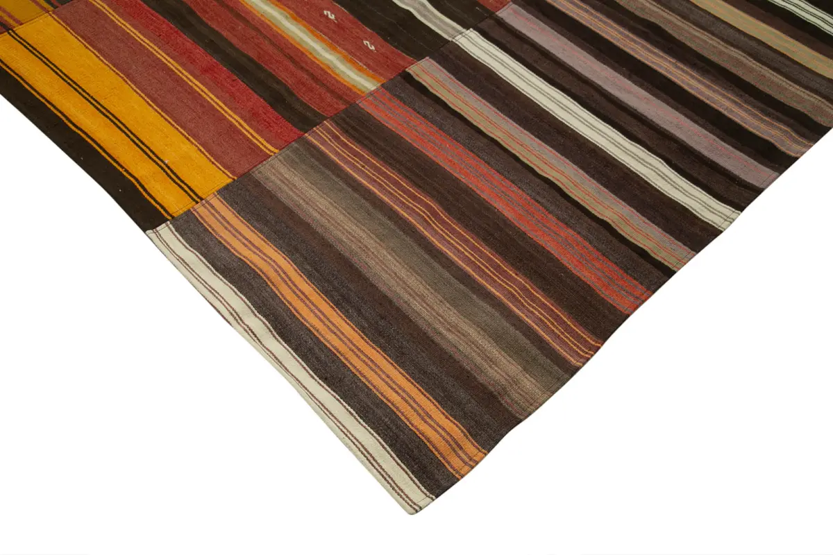 Anadolu Patchwork Multi Renk Pamuk Üzerine Yün El Dokuma Kilim-313x410 - Görsel 4