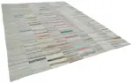 Chaput Patchwork Bej Renk Pamuk Üzerine Yün El Dokuma Kilim-305x408 - Görsel 2