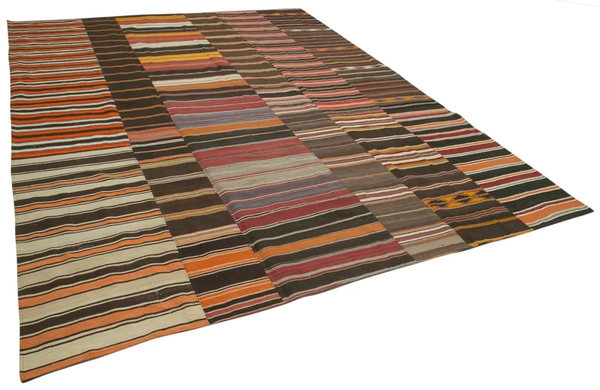 Anadolu Patchwork Multi Renk Pamuk Üzerine Yün El Dokuma Kilim-312x408 - Görsel 2