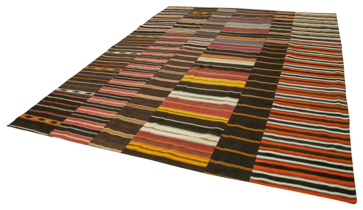 Anadolu Patchwork Multi Renk Pamuk Üzerine Yün El Dokuma Kilim-312x408 - Görsel 3