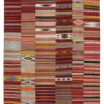 Anadolu Patchwork Multi Renk Pamuk Üzerine Yün El Dokuma Kilim-305x404