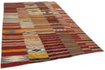 Anadolu Patchwork Multi Renk Pamuk Üzerine Yün El Dokuma Kilim-305x404 - Görsel 2