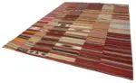 Anadolu Patchwork Multi Renk Pamuk Üzerine Yün El Dokuma Kilim-305x404 - Görsel 3