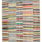 Chaput Patchwork Multi Renk Pamuk Üzerine Yün El Dokuma Kilim-200x310