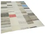 Chaput Patchwork Bej Renk Pamuk Üzerine Yün El Dokuma Kilim-170x260 - Görsel 2