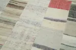 Chaput Patchwork Bej Renk Pamuk Üzerine Yün El Dokuma Kilim-170x260 - Görsel 5