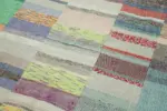 Chaput Patchwork Multi Renk Pamuk Üzerine Yün El Dokuma Kilim-158x260 - Görsel 5