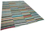 Chaput Patchwork Multi Renk Pamuk Üzerine Yün El Dokuma Kilim-220x308 - Görsel 2