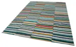 Chaput Patchwork Multi Renk Pamuk Üzerine Yün El Dokuma Kilim-220x308 - Görsel 3