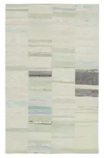 Chaput Patchwork Bej Renk Pamuk Üzerine Yün El Dokuma Kilim-130x210