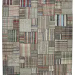 Chaput Patchwork Multi Renk Pamuk Üzerine Yün El Dokuma Kilim-330x410