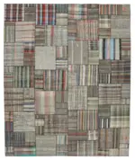 Chaput Patchwork Multi Renk Pamuk Üzerine Yün El Dokuma Kilim-330x410