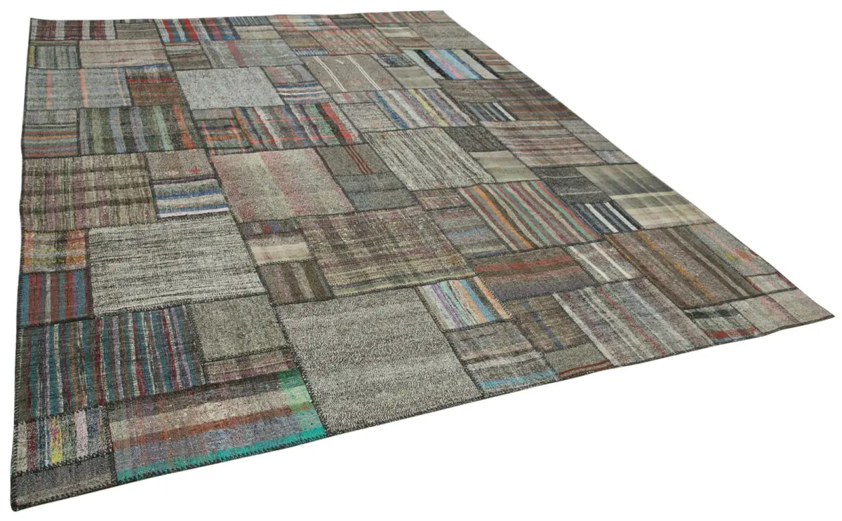 Chaput Patchwork Multi Renk Pamuk Üzerine Yün El Dokuma Kilim-330x410 - Görsel 2