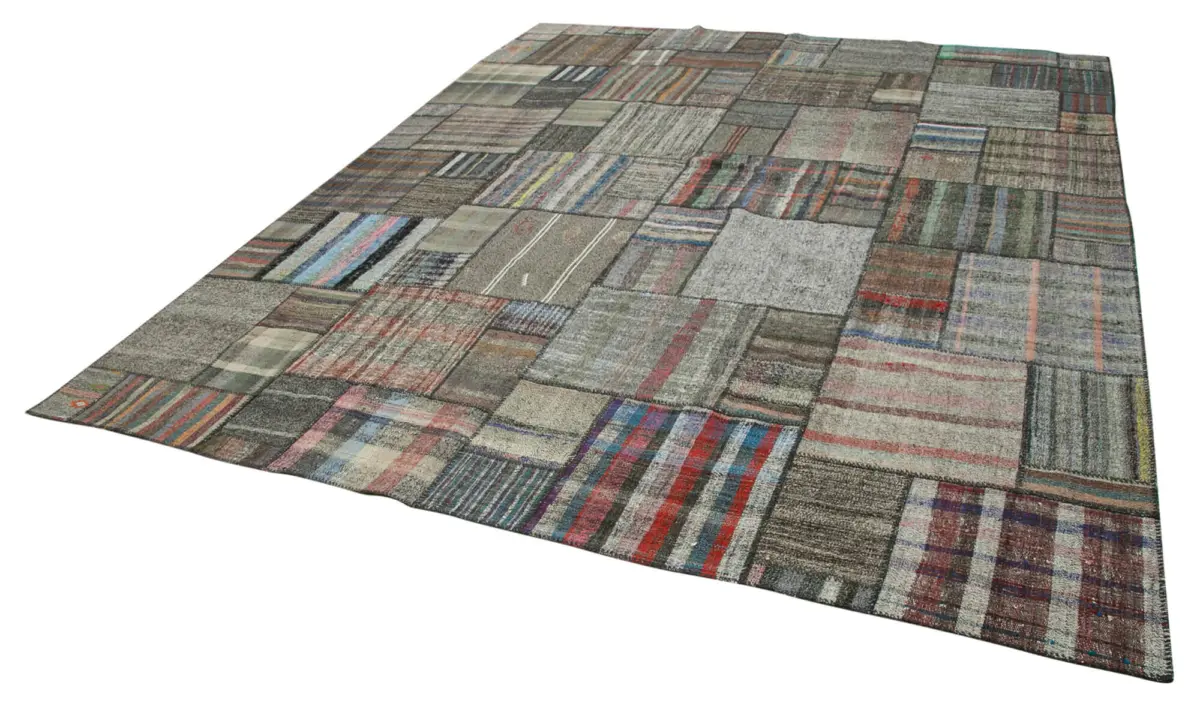 Chaput Patchwork Multi Renk Pamuk Üzerine Yün El Dokuma Kilim-330x410 - Görsel 3