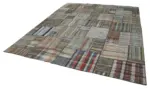 Chaput Patchwork Multi Renk Pamuk Üzerine Yün El Dokuma Kilim-330x410 - Görsel 3