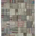 Chaput Patchwork Multi Renk Pamuk Üzerine Yün El Dokuma Kilim-328x416
