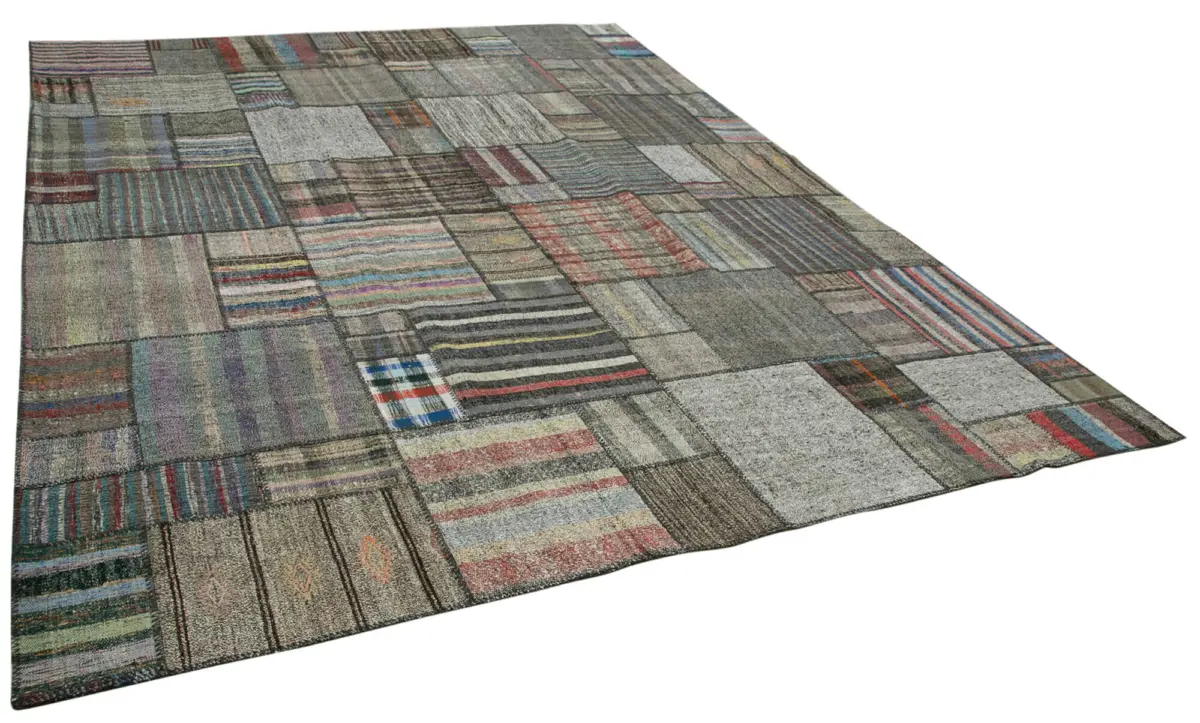 Chaput Patchwork Multi Renk Pamuk Üzerine Yün El Dokuma Kilim-328x416 - Görsel 2