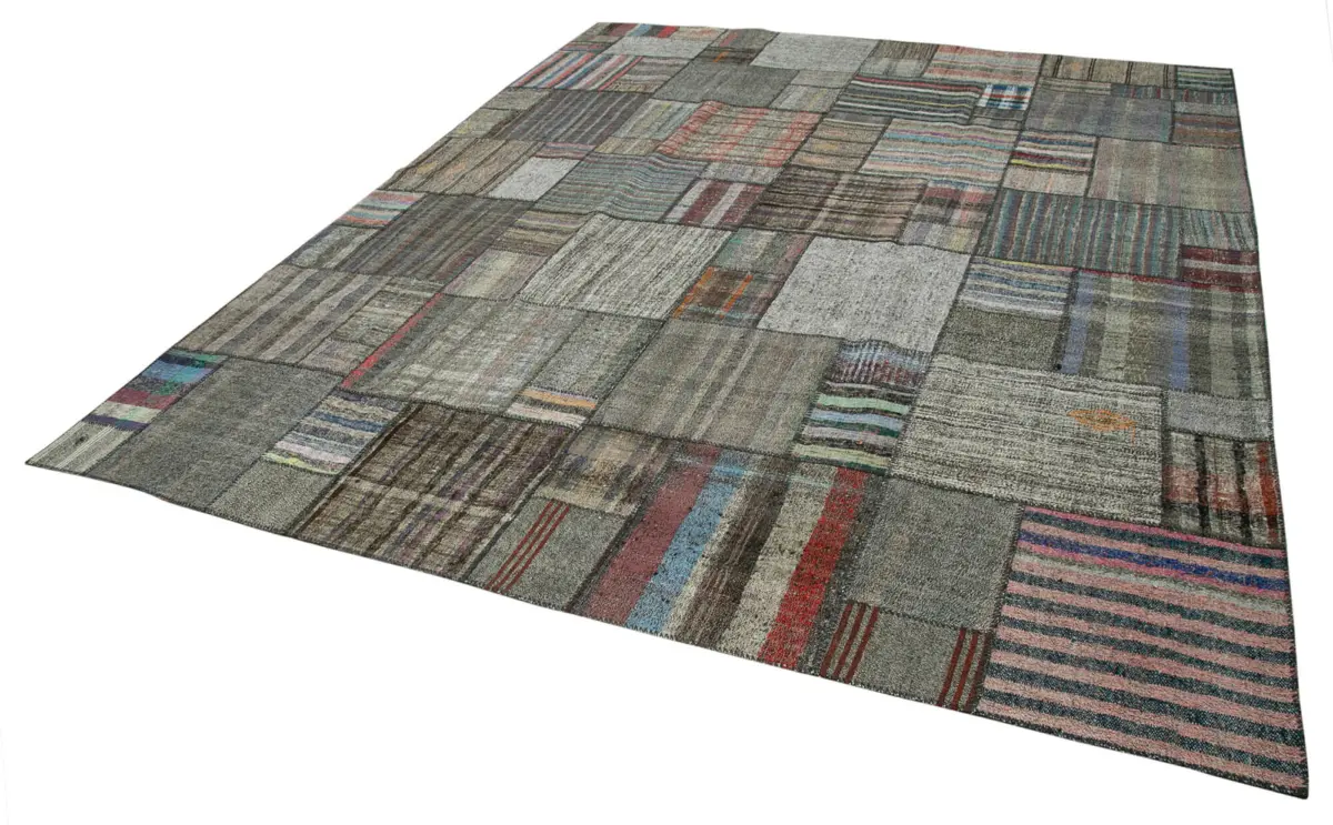 Chaput Patchwork Multi Renk Pamuk Üzerine Yün El Dokuma Kilim-328x416 - Görsel 3
