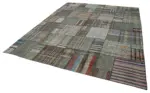 Chaput Patchwork Multi Renk Pamuk Üzerine Yün El Dokuma Kilim-328x416 - Görsel 3