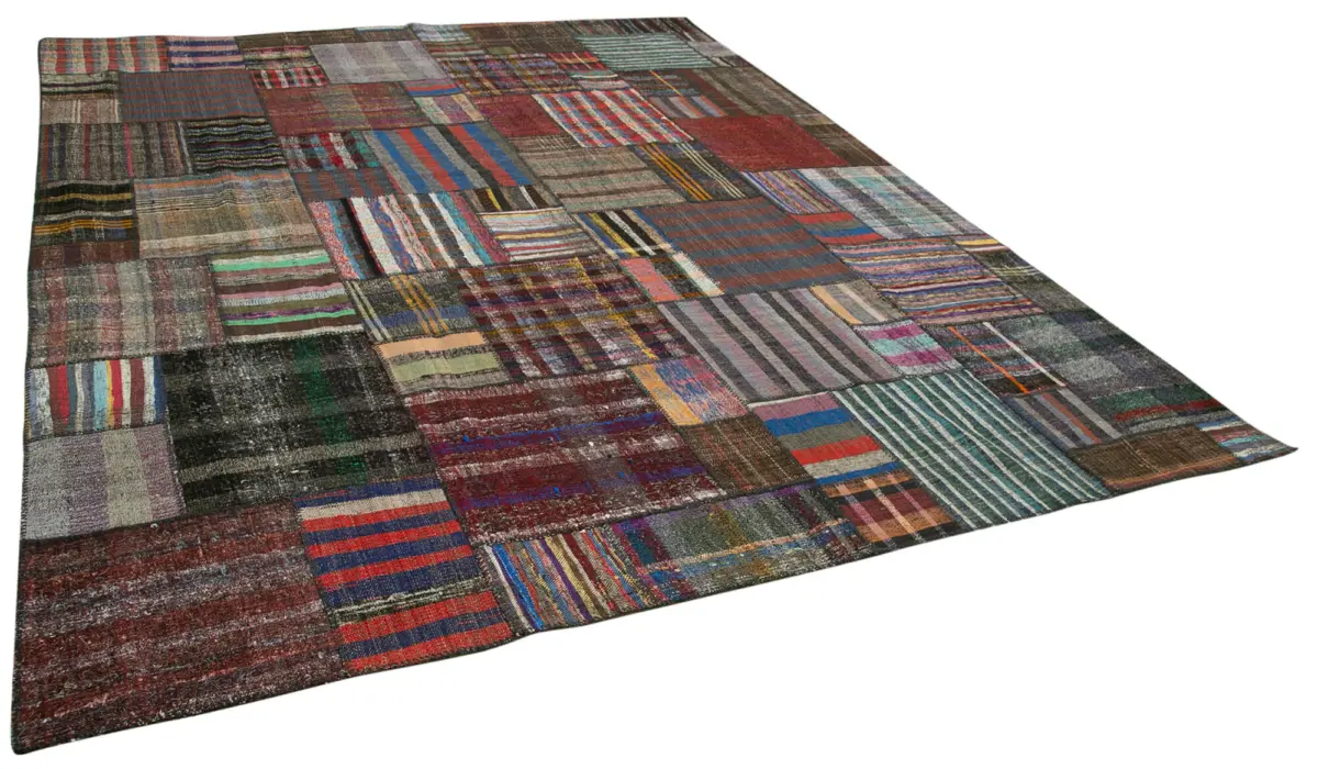 Chaput Patchwork Multi Renk Pamuk Üzerine Yün El Dokuma Kilim-330x403 - Görsel 2
