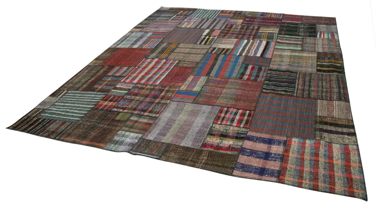 Chaput Patchwork Multi Renk Pamuk Üzerine Yün El Dokuma Kilim-330x403 - Görsel 3