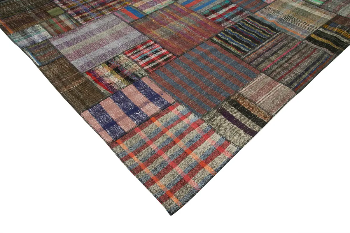 Chaput Patchwork Multi Renk Pamuk Üzerine Yün El Dokuma Kilim-330x403 - Görsel 4