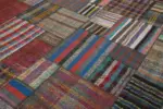 Chaput Patchwork Multi Renk Pamuk Üzerine Yün El Dokuma Kilim-330x403 - Görsel 5