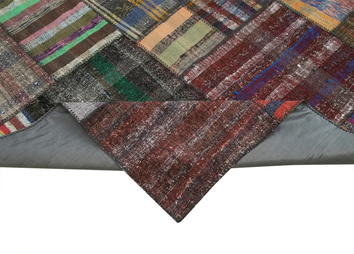 Chaput Patchwork Multi Renk Pamuk Üzerine Yün El Dokuma Kilim-330x403 - Görsel 6