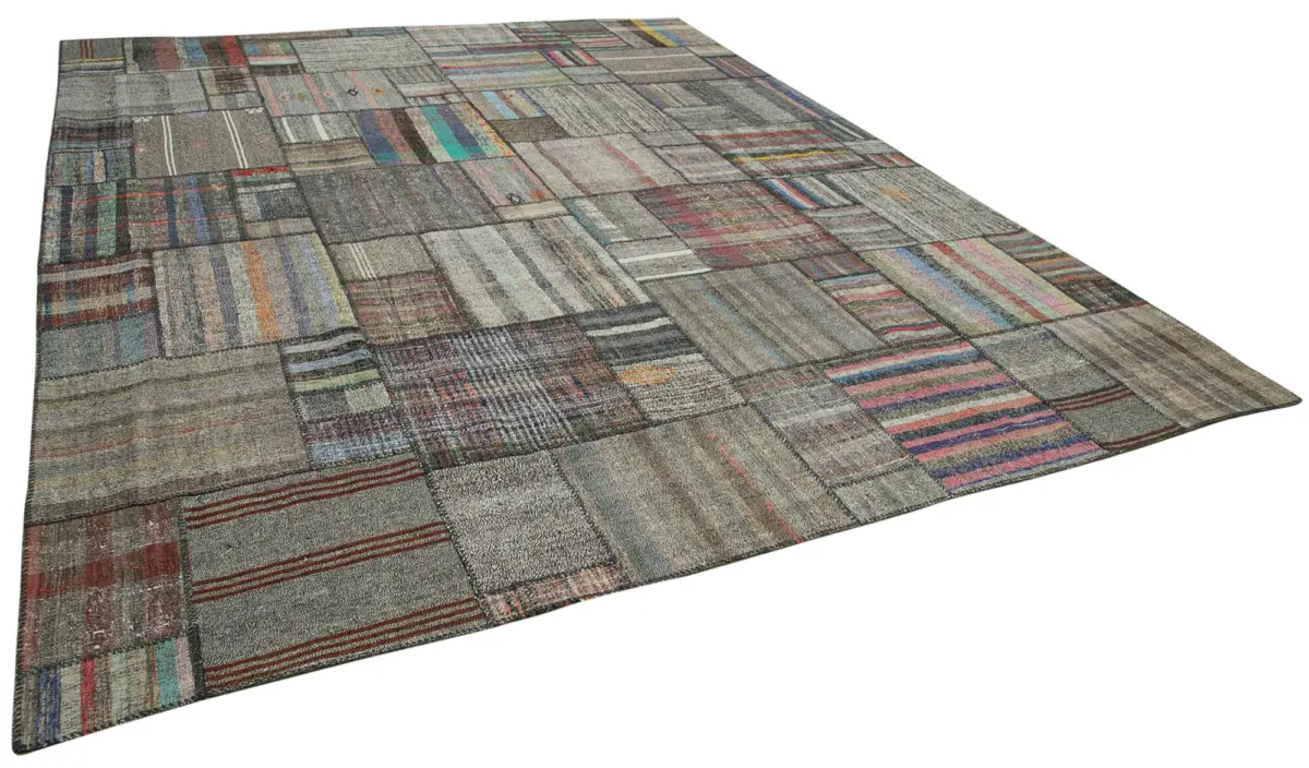 Chaput Patchwork Multi Renk Pamuk Üzerine Yün El Dokuma Kilim-326x410 - Görsel 2