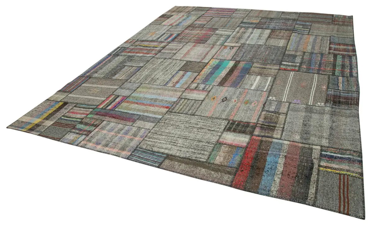 Chaput Patchwork Multi Renk Pamuk Üzerine Yün El Dokuma Kilim-326x410 - Görsel 3